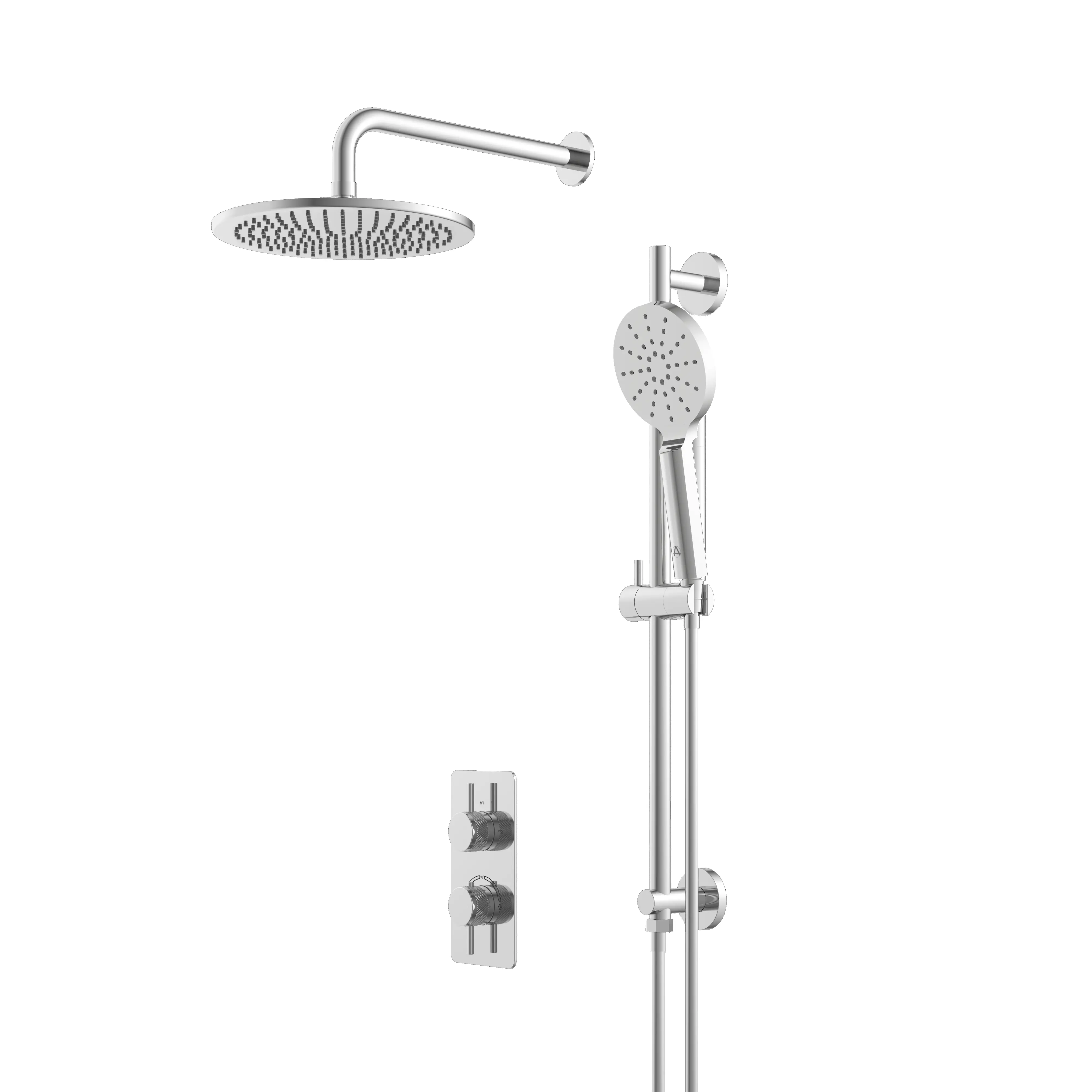 2 WAY SHOWER PACK 2 - CHROME KNURLED