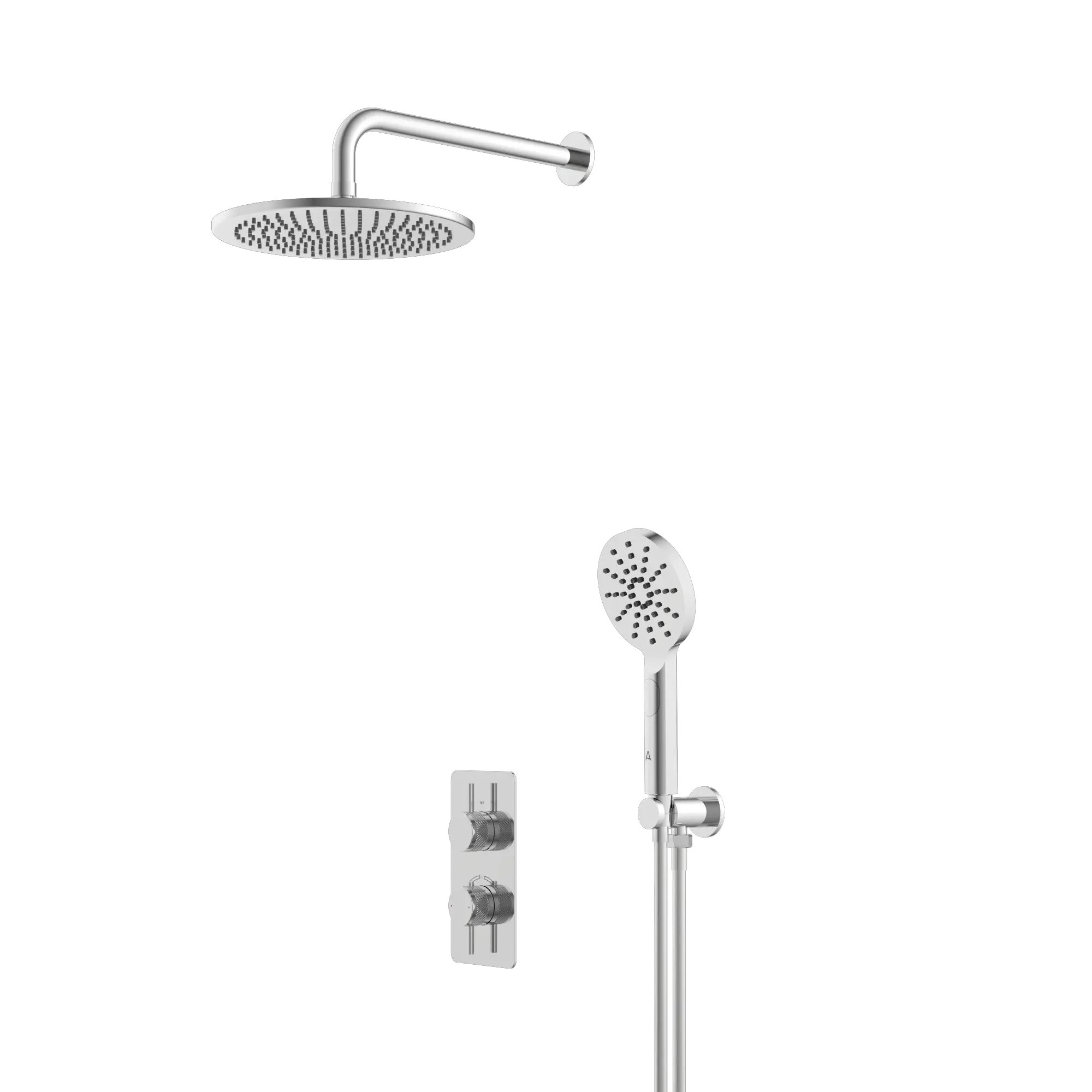 2 WAY SHOWER PACK 1 - CHROME KNURLED