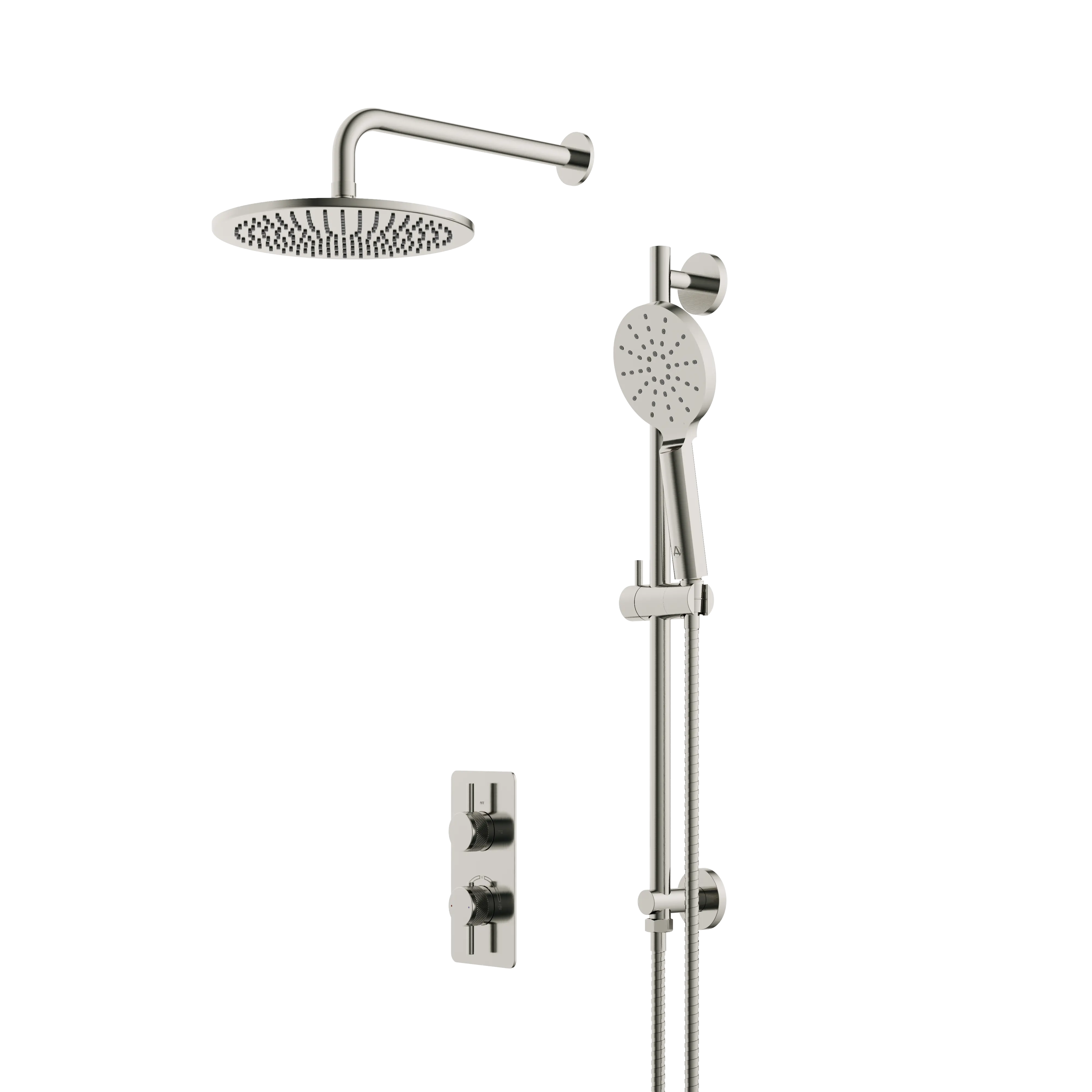 2 WAY SHOWER PACK 2 - B.NICKEL KNURLED